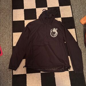 Black Windbreaker with White Graphic